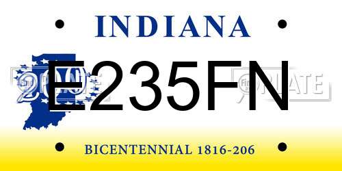 E235FN Indiana License Plate