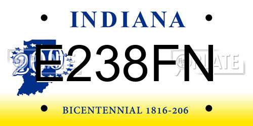 E238FN Indiana License Plate
