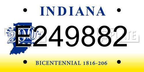 E249882 Indiana License Plate
