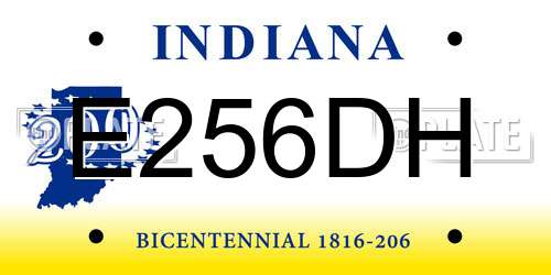 E256DH Indiana License Plate