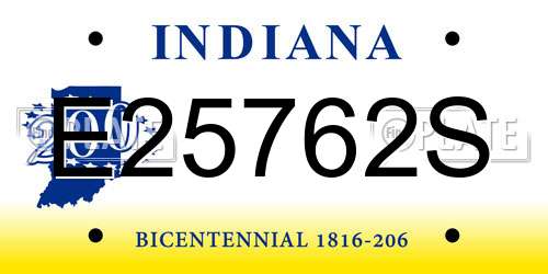E25762S Indiana License Plate