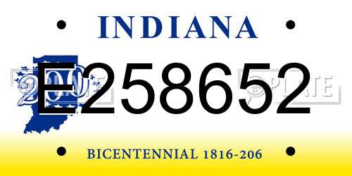 E258652 Indiana License Plate