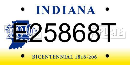 E25868T Indiana License Plate