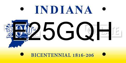 E25GQH Indiana License Plate