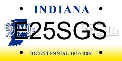 E25SGS Indiana License Plate