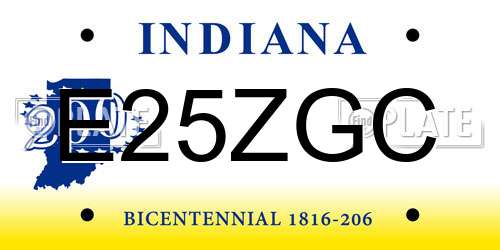 E25ZGC Indiana License Plate