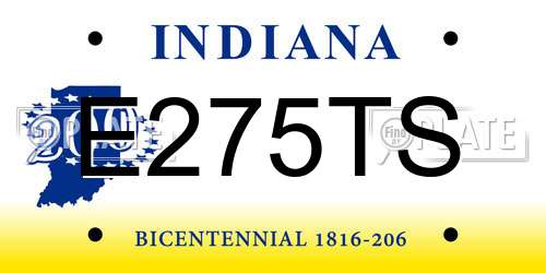 E275TS Indiana License Plate