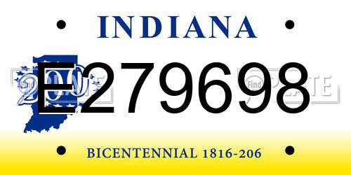 E279698 Indiana License Plate