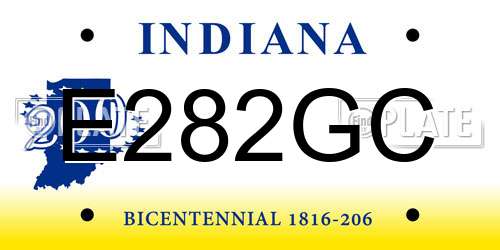 E282GC Indiana License Plate