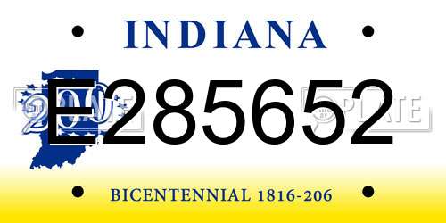 E285652 Indiana License Plate