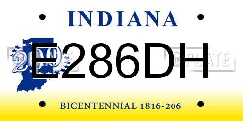 E286DH Indiana License Plate