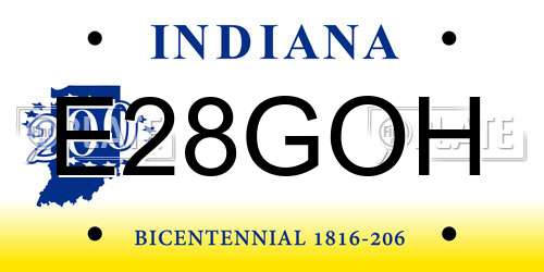 E28GOH Indiana License Plate