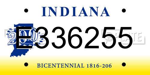 E336255 Indiana License Plate