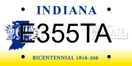E355TA Indiana License Plate
