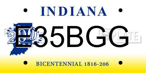 E35BGG Indiana License Plate