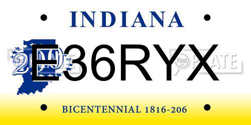 E36RYX Indiana License Plate