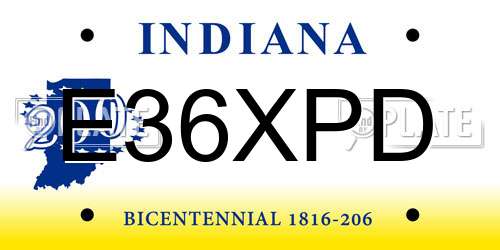 E36XPD Indiana License Plate