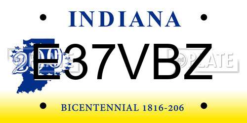 E37VBZ Indiana License Plate