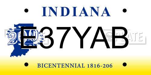 E37YAB Indiana License Plate