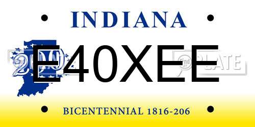 E40XEE Indiana License Plate