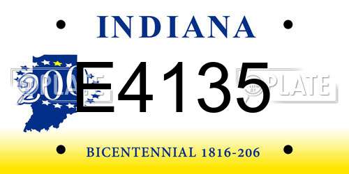 E4135 Indiana License Plate