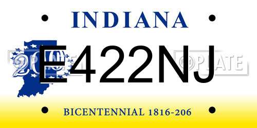 E422NJ Indiana License Plate