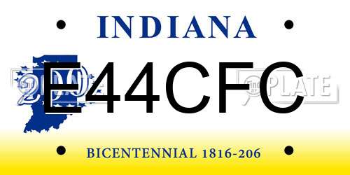 E44CFC Indiana License Plate
