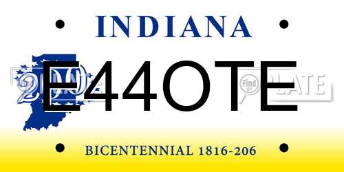 E44OTE Indiana License Plate