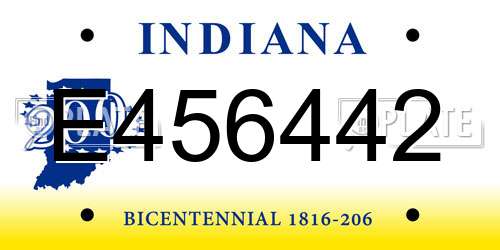 E456442 Indiana License Plate