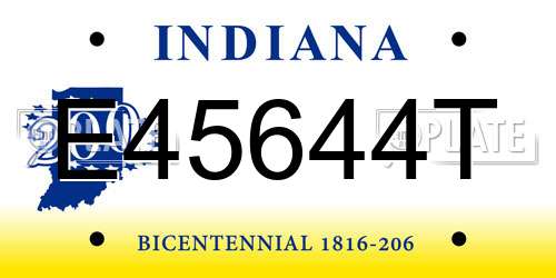 E45644T Indiana License Plate