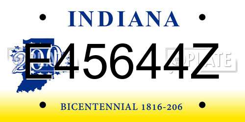 E45644Z Indiana License Plate