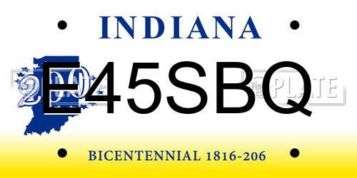 E45SBQ Indiana License Plate