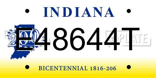 E48644T Indiana License Plate