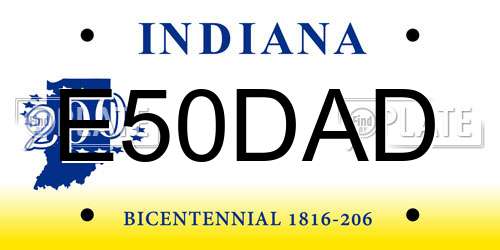 E50DAD Indiana License Plate