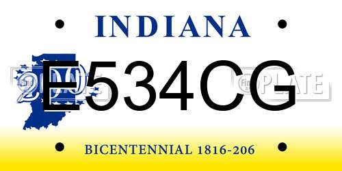 E534CG Indiana License Plate