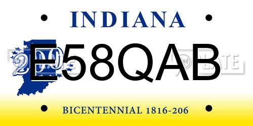 E58QAB Indiana License Plate