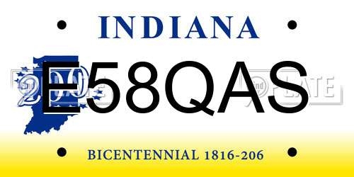 E58QAS Indiana License Plate