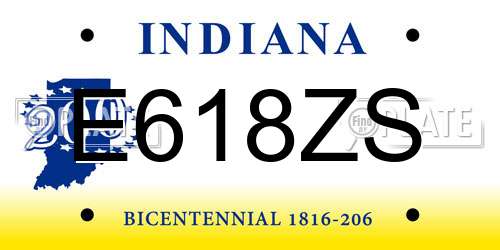 E618ZS Indiana License Plate