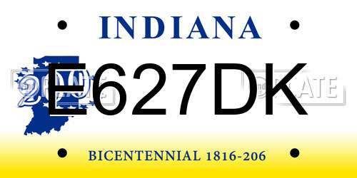 E627DK Indiana License Plate