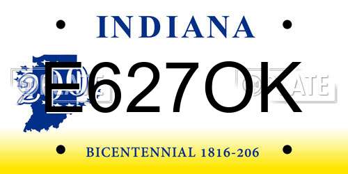 E627OK Indiana License Plate