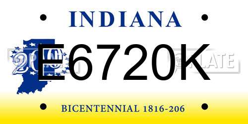 E6720K Indiana License Plate