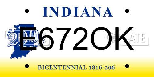 E672OK Indiana License Plate
