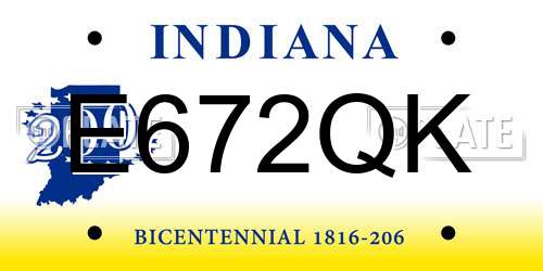 E672QK Indiana License Plate