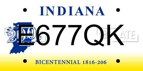 E677QK Indiana License Plate