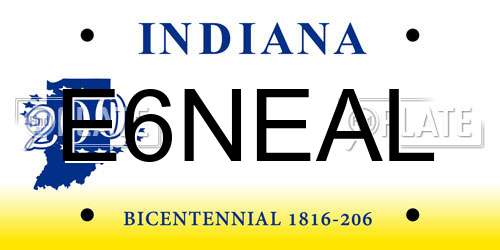 E6NEAL Indiana License Plate
