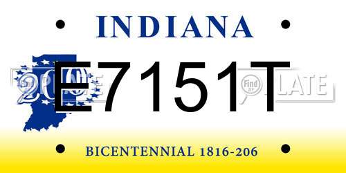 E7151T Indiana License Plate