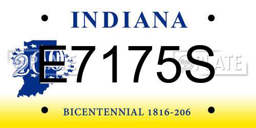 E7175S Indiana License Plate