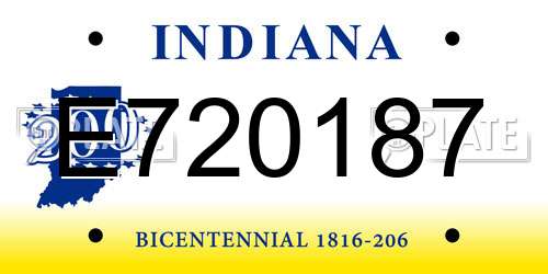 E720187 Indiana License Plate