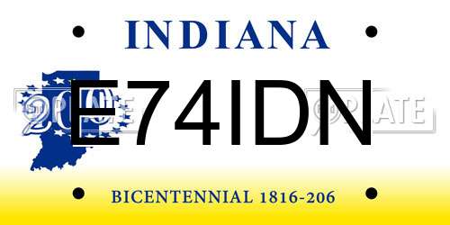 E74IDN Indiana License Plate