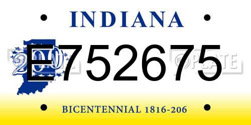 E752675 Indiana License Plate